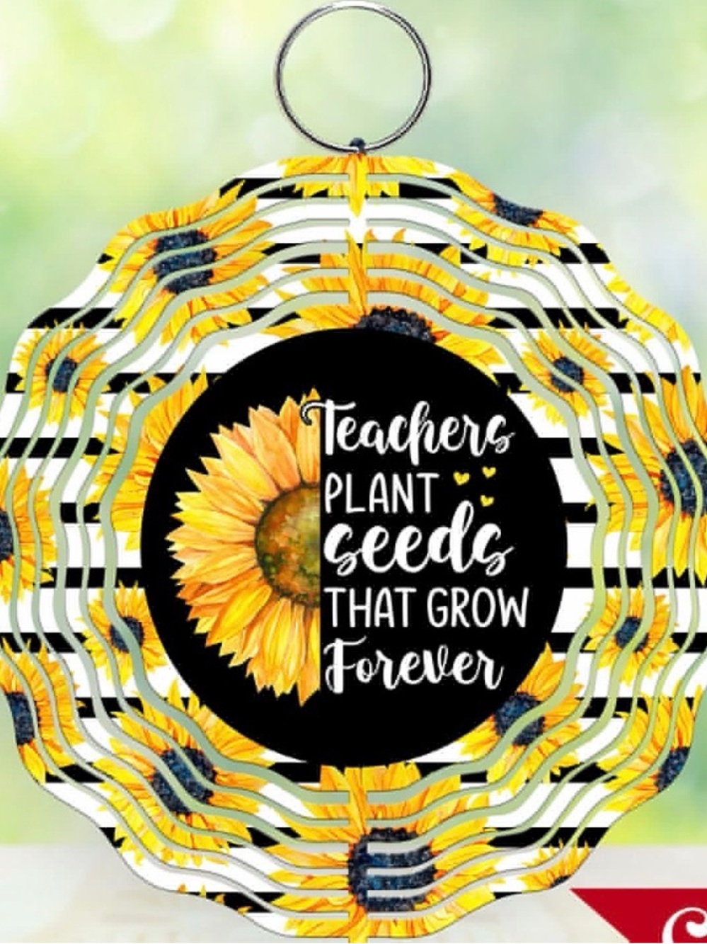 Sunflower Teacher 8 inch wind spinner - Yellow & Black